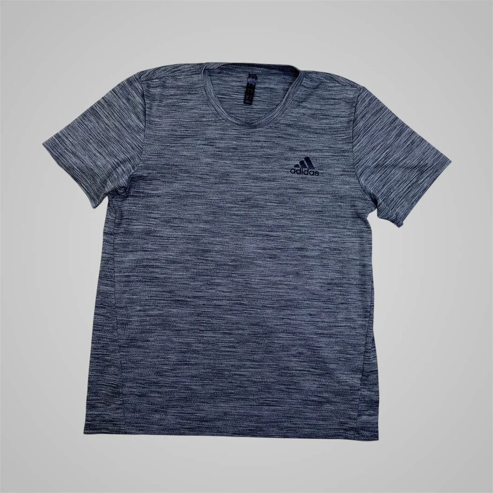 Adidas Men's Medium Gray Space Dye Performance T-Shirt‎ FT1345 Athletic Fit Tee